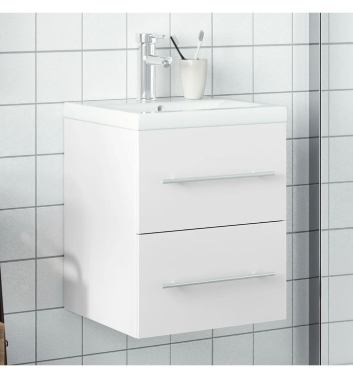 Armoire lavabo de salle de bain avec bassin intégré blanc | Mobilier & Déco