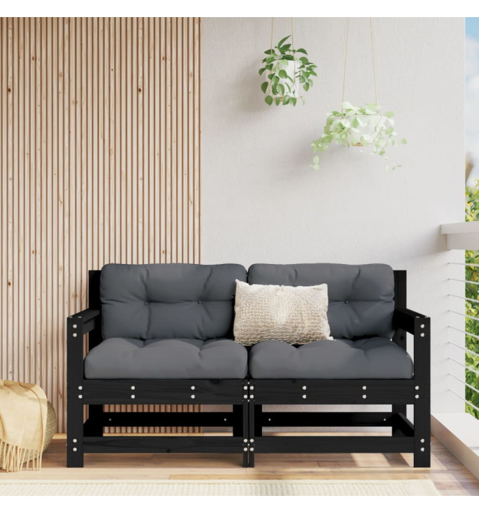Canapés d'angle de jardin 2 pcs noir bois de pin massif | Mobilier & Déco