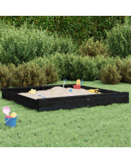 Bac à sable avec sièges noir carré bois de pin massif | Mobilier & Déco