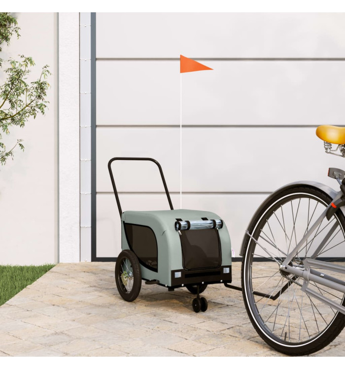 Remorque de vélo pour animaux de compagnie gris et noir | Mobilier & Déco