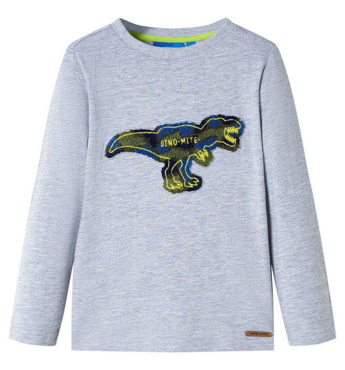 T-shirt enfants à manches longues mélangé gris 104 | Mobilier & Déco