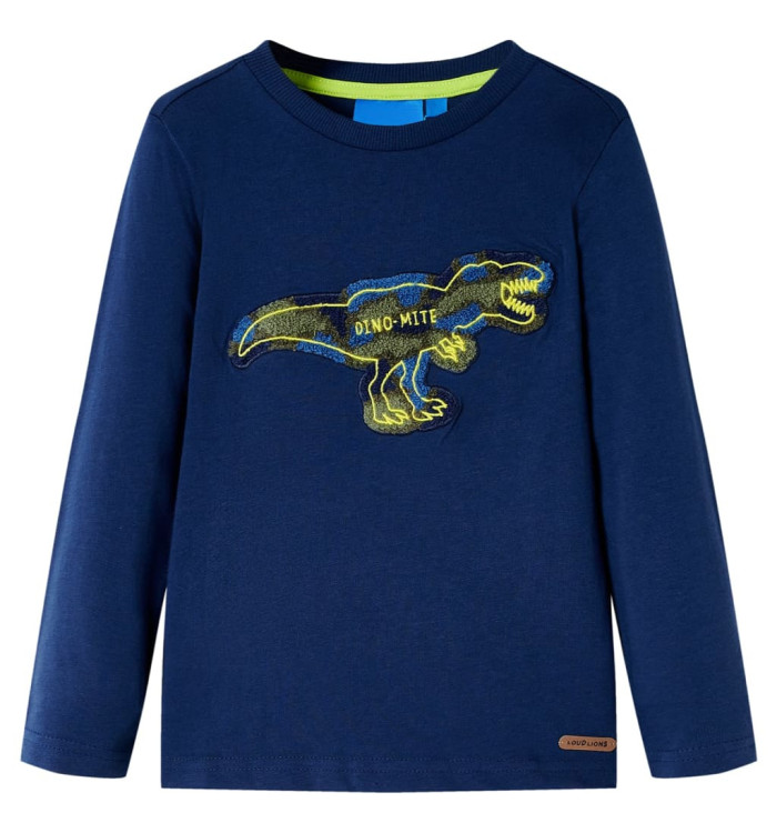 T-shirt enfants à manches longues bleu marine 128 | Mobilier & Déco