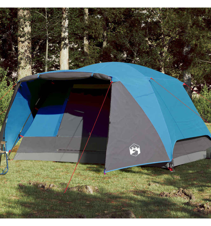 Tente de camping avec porche 4 personnes bleu imperméable | Mobilier & Déco