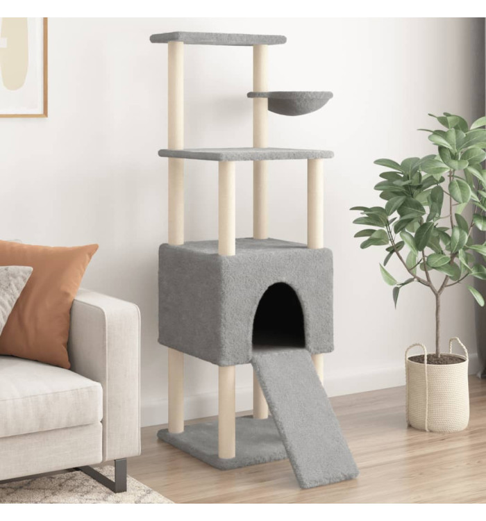Arbre à chat avec griffoirs en sisal Gris clair 153 cm | Mobilier & Déco
