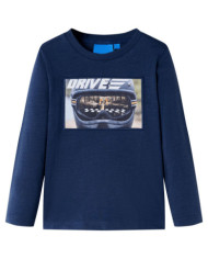 T-shirt enfants manches longues mélange bleu marine 104 | Mobilier & Déco