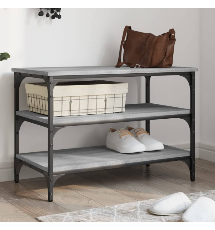 Banc à chaussures sonoma gris 70x38,5x49 cm bois d'ingénierie | Mobilier & Déco