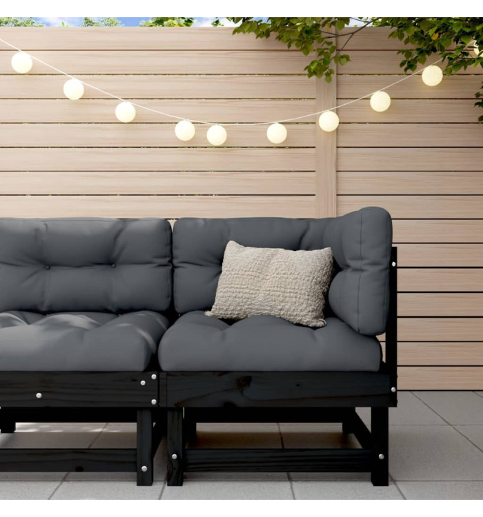 Canapé d'angle de jardin noir bois de pin massif | Mobilier & Déco