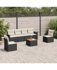 Salon de jardin 7 pcs avec coussins noir résine tressée | Mobilier & Déco