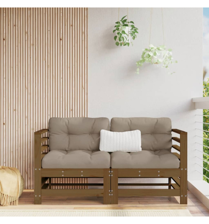 Canapés d'angle de jardin 2 pcs marron miel bois de pin solide | Mobilier & Déco