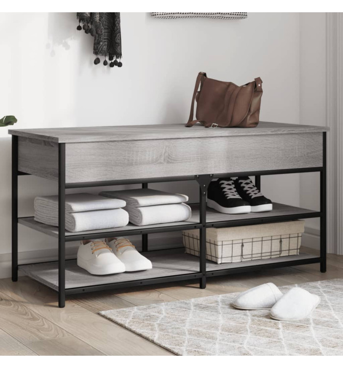 Banc à chaussures sonoma gris 100x42,5x50 cm bois d'ingénierie | Mobilier & Déco