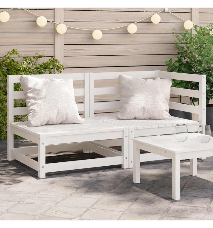 Canapé de jardin 2 places blanc bois de pin massif | Mobilier & Déco