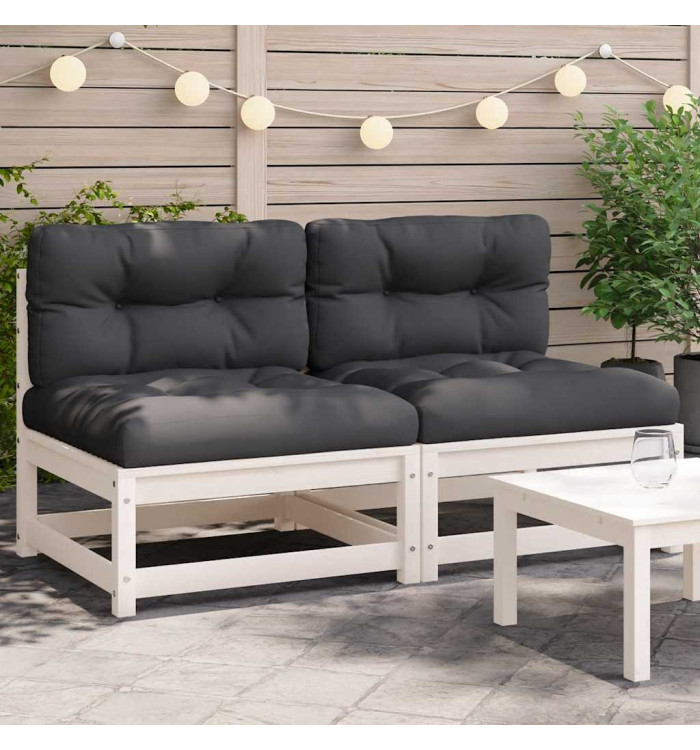 Canapés de jardin sans accoudoirs coussins 2pcs bois massif pin | Mobilier & Déco