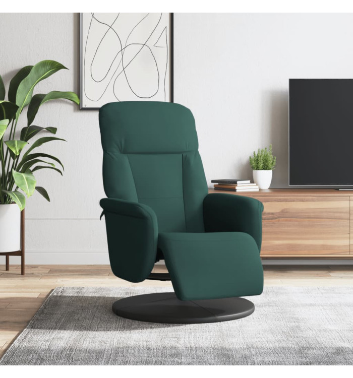 Fauteuil inclinable avec repose-pied vert foncé velours | Mobilier & Déco