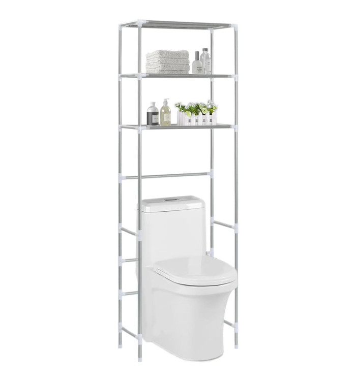 Support de rangement 3 niveaux de toilette Argenté 53x28x169 cm | Mobilier & Déco