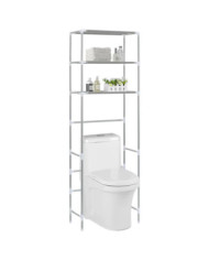 Support de rangement 3 niveaux de toilette Argenté 53x28x169 cm | Mobilier & Déco