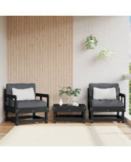 Chaises de jardin lot de 2 noir bois massif de pin | Mobilier & Déco