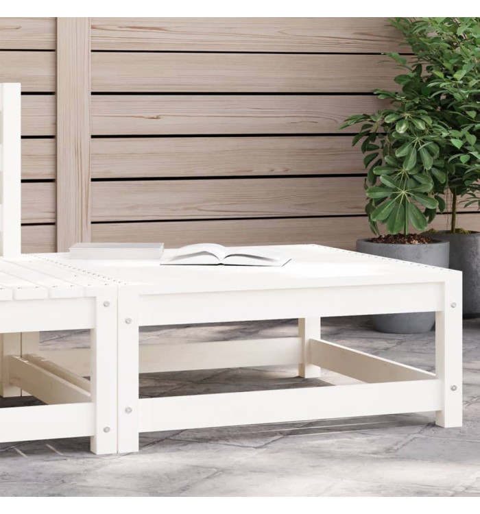 Repose-pied de jardin blanc 70x70x30 cm bois de pin massif | Mobilier & Déco