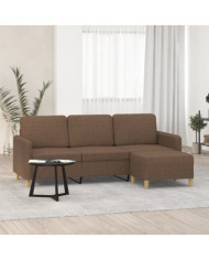 Canapé à 3 places avec repose-pieds Marron 180 cm Tissu | Mobilier & Déco