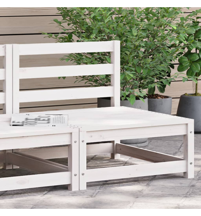 Canapé de jardin sans accoudoirs blanc bois de pin massif | Mobilier & Déco