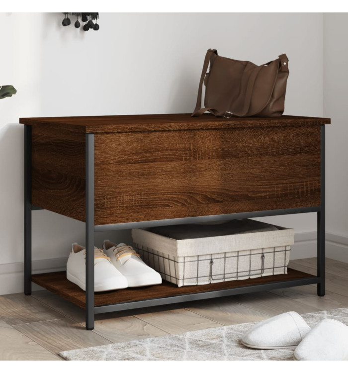 Banc de rangement chêne marron 70x42,5x47 cm bois d'ingénierie | Mobilier & Déco