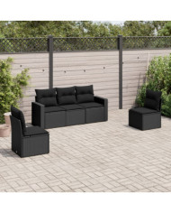 Salon de jardin 5 pcs avec coussins noir résine tressée | Mobilier & Déco