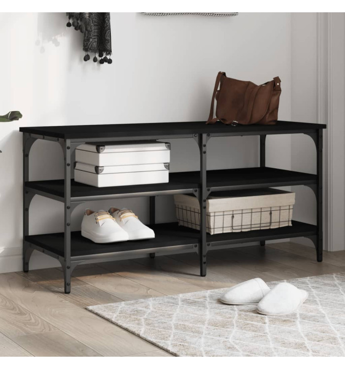 Banc à chaussures noir 100x38,5x49 cm bois d'ingénierie | Mobilier & Déco