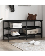 Banc à chaussures noir 100x38,5x49 cm bois d'ingénierie | Mobilier & Déco