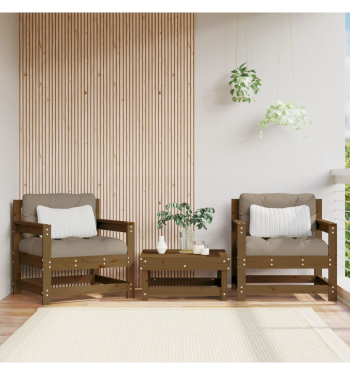 Chaises de jardin lot de 2 marron miel bois massif de pin | Mobilier & Déco
