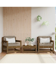 Chaises de jardin lot de 2 marron miel bois massif de pin | Mobilier & Déco