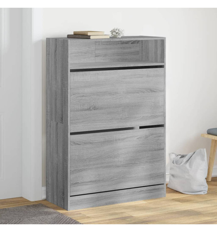 Armoire à chaussures 2 tiroirs rabattables sonoma gris | Mobilier & Déco