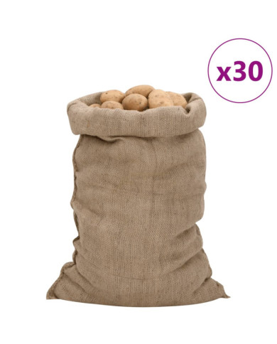 Sacs en jute 30 pcs 60x105 cm 100 % jute 340 g/m² | Mobilier & Déco