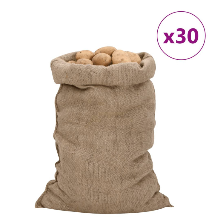 Sacs en jute 30 pcs 60x105 cm 100 % jute 340 g/m² | Mobilier & Déco