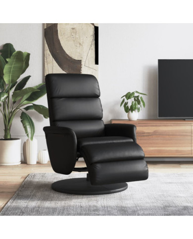 Fauteuil inclinable avec repose-pieds noir similicuir | Mobilier & Déco