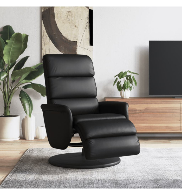 Fauteuil inclinable avec repose-pieds noir similicuir | Mobilier & Déco