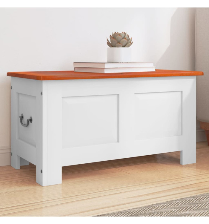 Coffre de rangement et couvercle marron et blanc bois d'acacia | Mobilier & Déco
