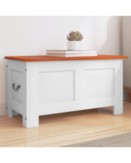 Coffre de rangement et couvercle marron et blanc bois d'acacia | Mobilier & Déco