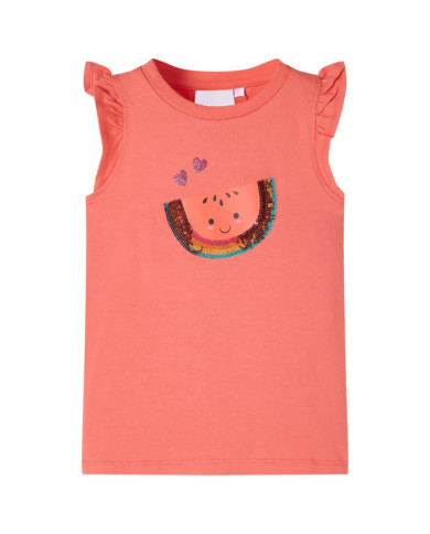 T-shirt enfants et manches à volants corail 140 | Mobilier & Déco