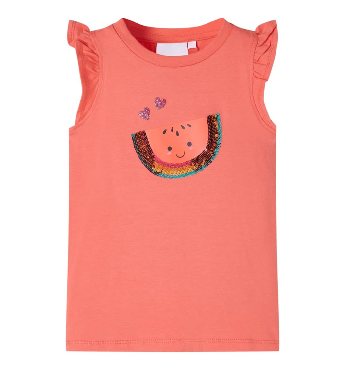 T-shirt enfants et manches à volants corail 140 | Mobilier & Déco