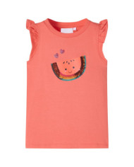 T-shirt enfants et manches à volants corail 140 | Mobilier & Déco