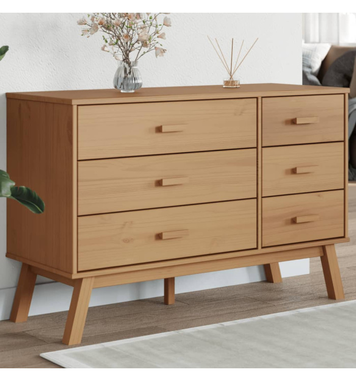 Armoire à tiroirs OLDEN marron bois de pin solide | Mobilier & Déco