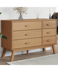 Armoire à tiroirs OLDEN marron bois de pin solide | Mobilier & Déco