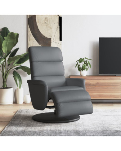 Fauteuil inclinable avec repose-pieds gris similicuir | Mobilier & Déco