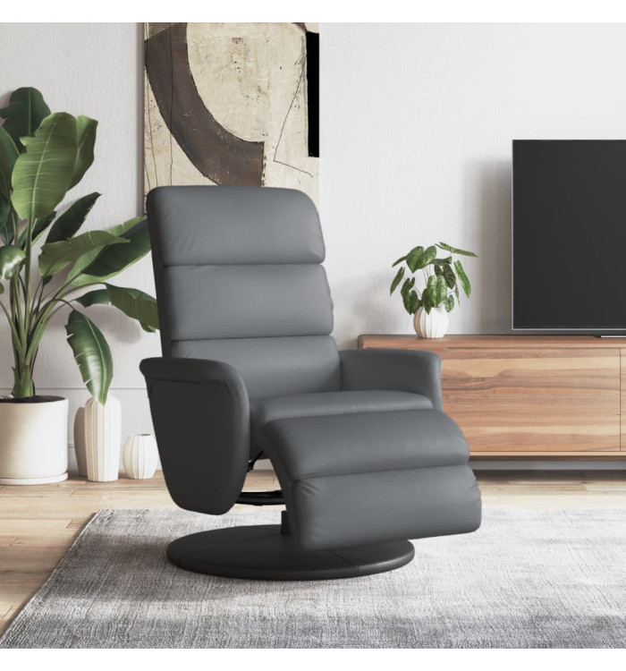 Fauteuil inclinable avec repose-pieds gris similicuir | Mobilier & Déco