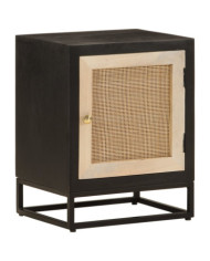 Table de chevet noir 40x30x50 cm bois massif manguier et fer | Mobilier & Déco