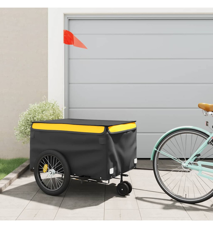 Remorque de vélo noir et jaune 45 kg fer | Mobilier & Déco