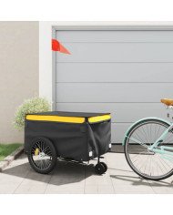 Remorque de vélo noir et jaune 45 kg fer | Mobilier & Déco