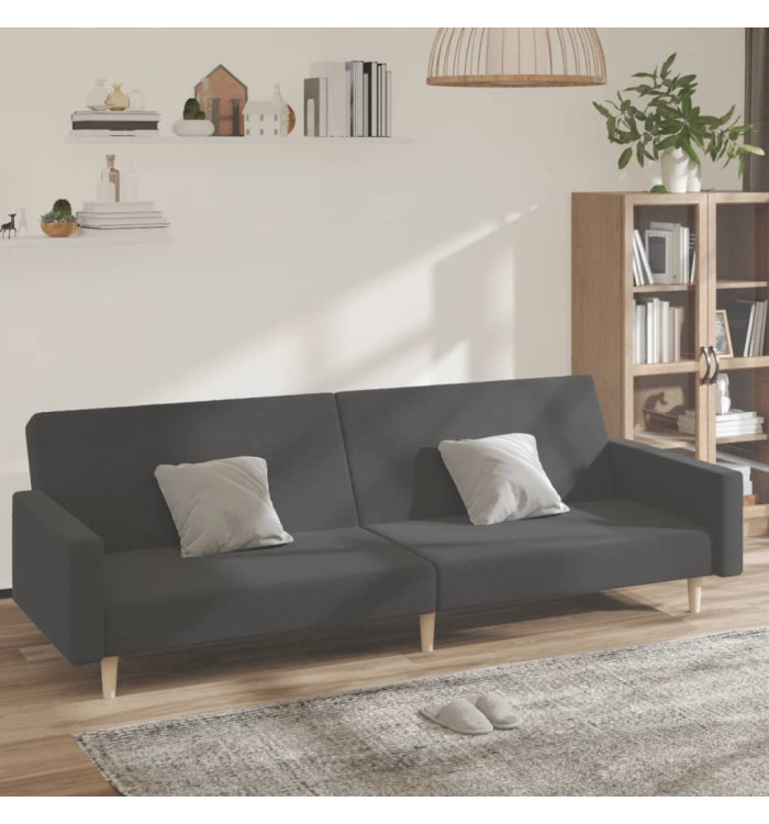 Canapé-lit à 2 places gris foncé tissu | Mobilier & Déco