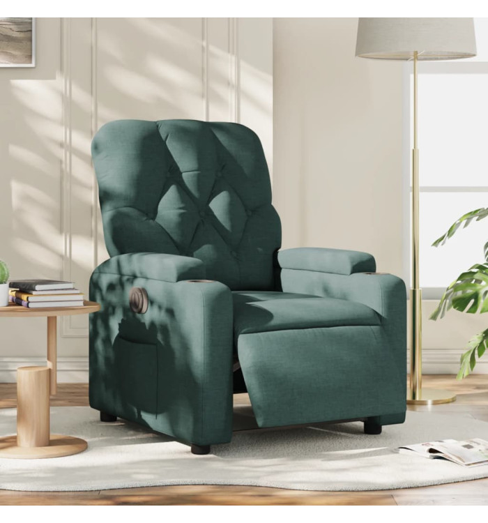 Fauteuil inclinable électrique Vert foncé Tissu | Mobilier & Déco