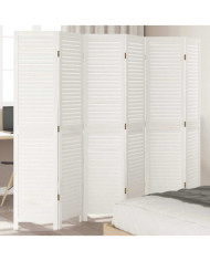 Cloison de séparation 6 panneaux blanc bois de paulownia massif | Mobilier & Déco