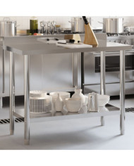 Table de travail de cuisine avec dosseret 110x55x93 cm inox | Mobilier & Déco